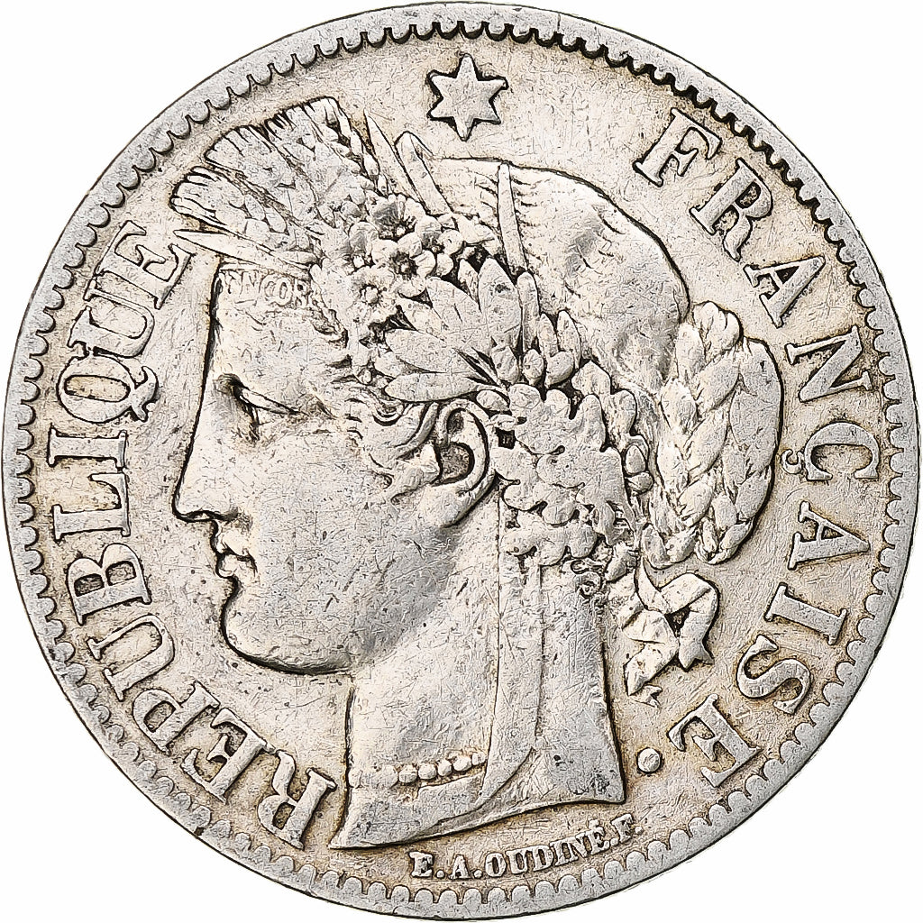 France, 2 Francs, Cérès, 1887, Paris, Silver, VF(30-35), Gadoury:530a