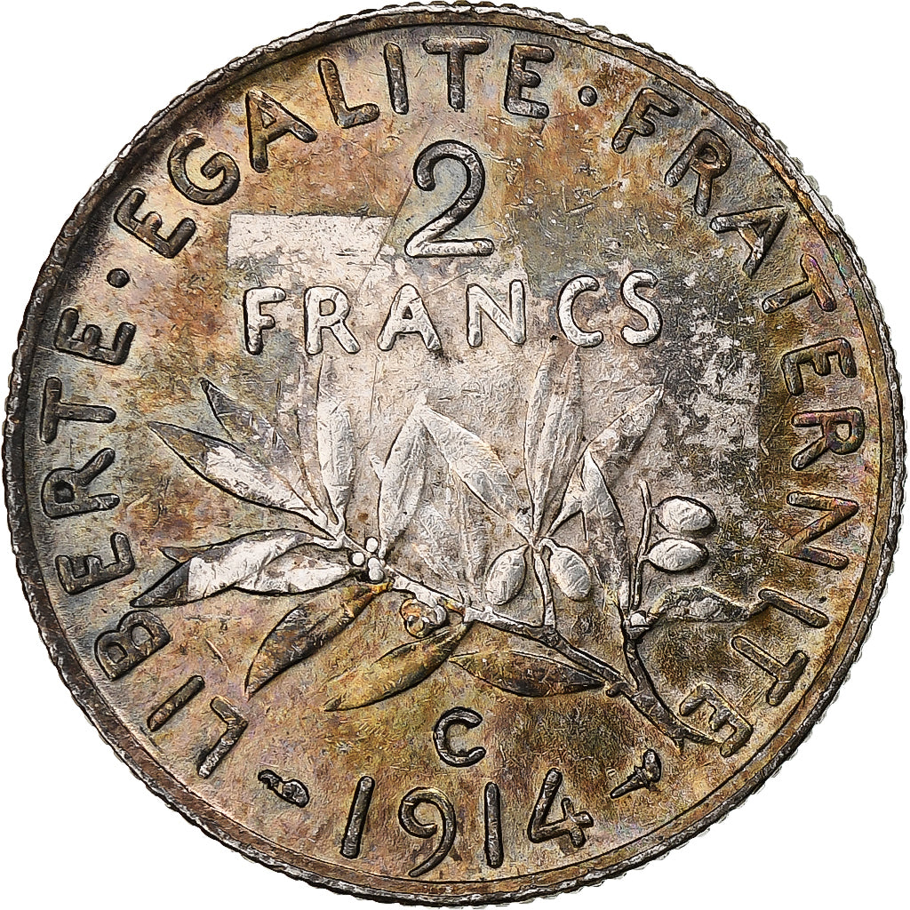 France, 2 Francs, Semeuse, 1914, Castelsarrasin, Argent, TTB+, Gadoury:532