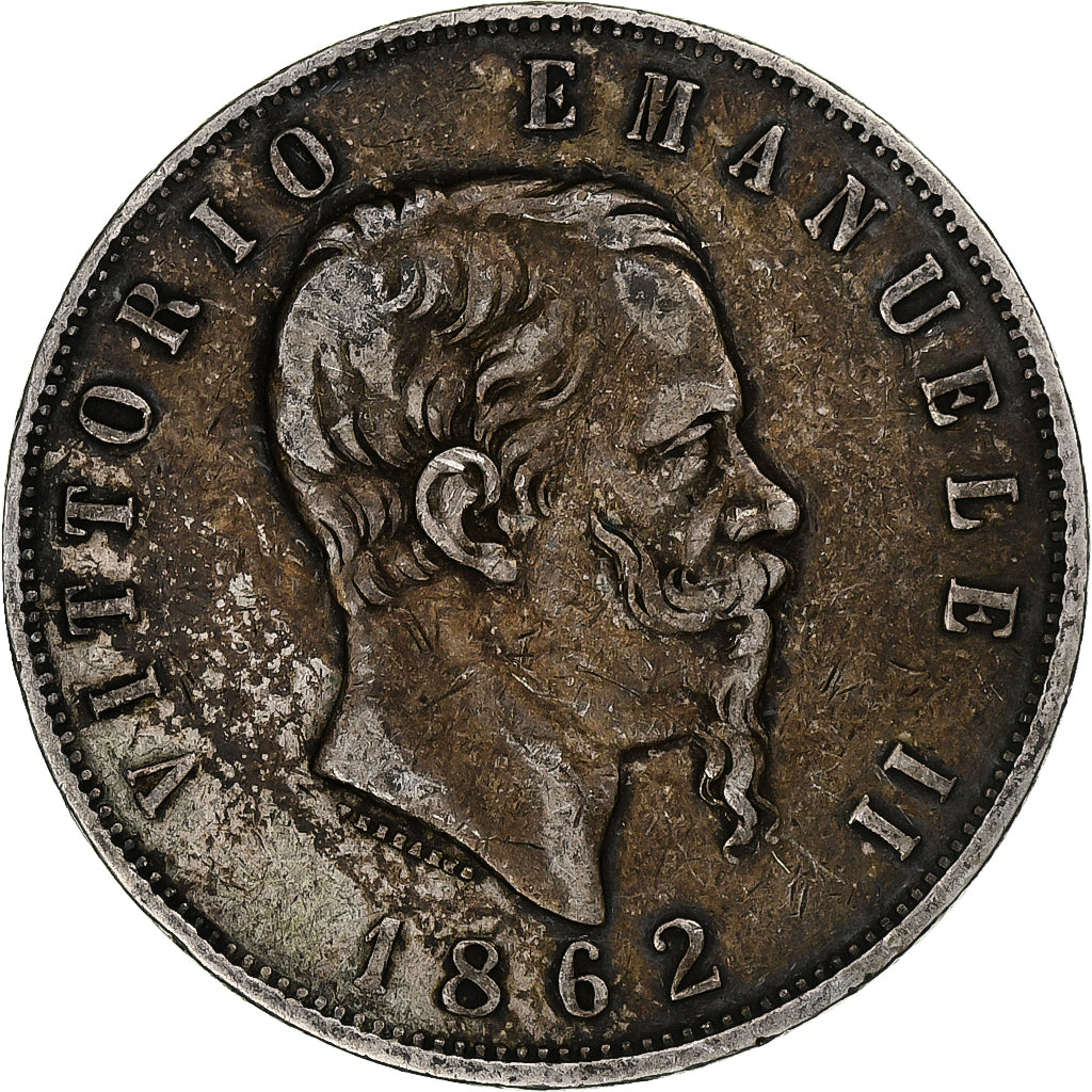 Italie, Vittorio Emanuele II, 5 Lire, 1862, Naples, Rare, Argent, TB+, KM:8.2