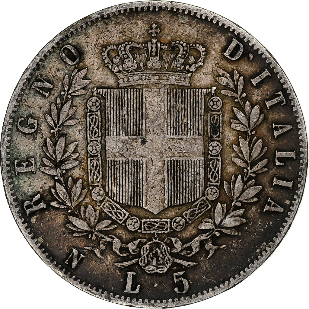 Italie, Vittorio Emanuele II, 5 Lire, 1862, Naples, Rare, Argent, TB+, KM:8.2