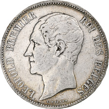 België, Leopold I, 5 Francs, 5 Frank, 1849, Brussels, Zilver, FR+, KM:17