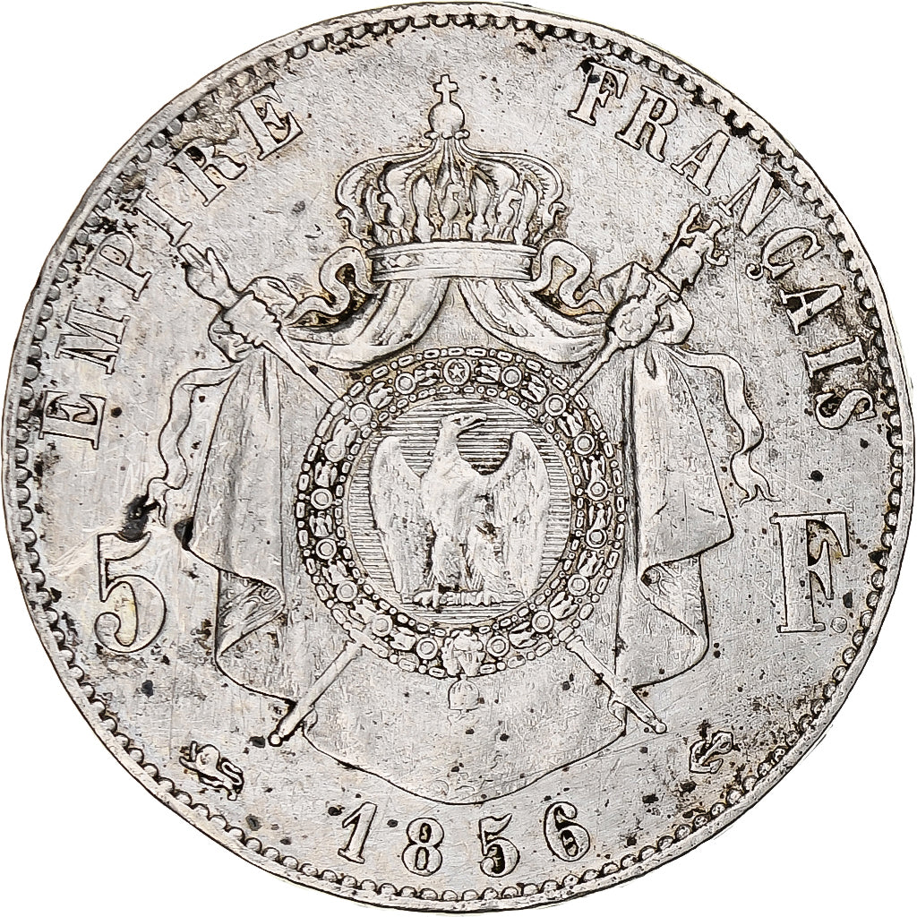 France, Napoleon III, 5 Francs, 1856, Lyon, Silver, VF(30-35), Gadoury:734