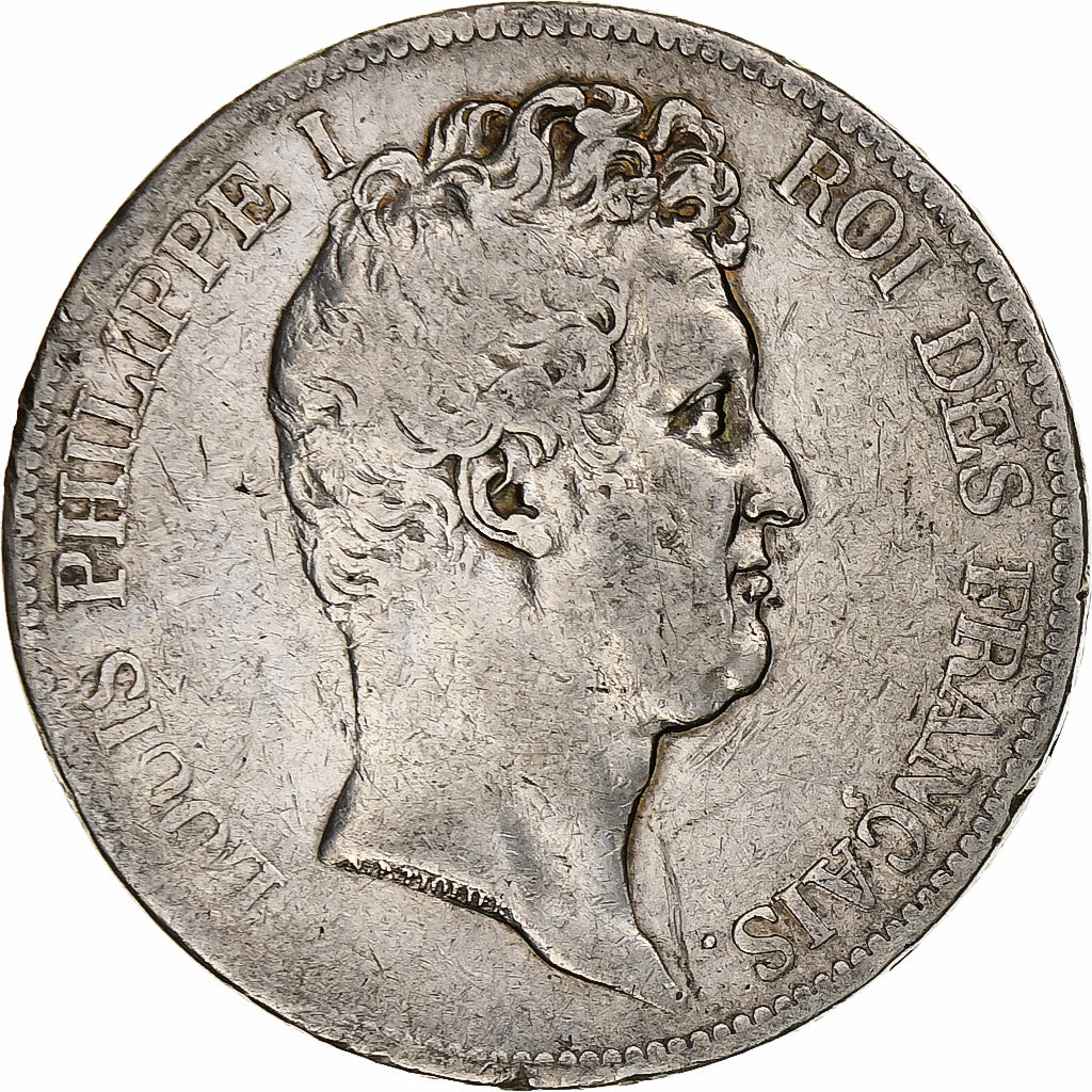 France, 5 Francs, Louis-Philippe, 1830, Nantes, Silver, VF(20-25), Gadoury:676