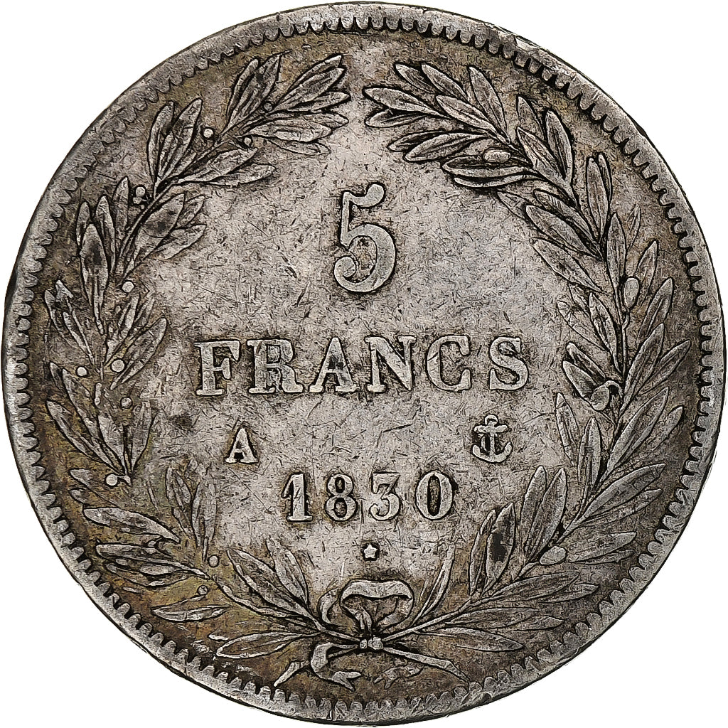 France, 5 Francs, Louis-Philippe, 1830, Paris, Silver, EF(40-45), Gadoury:676a