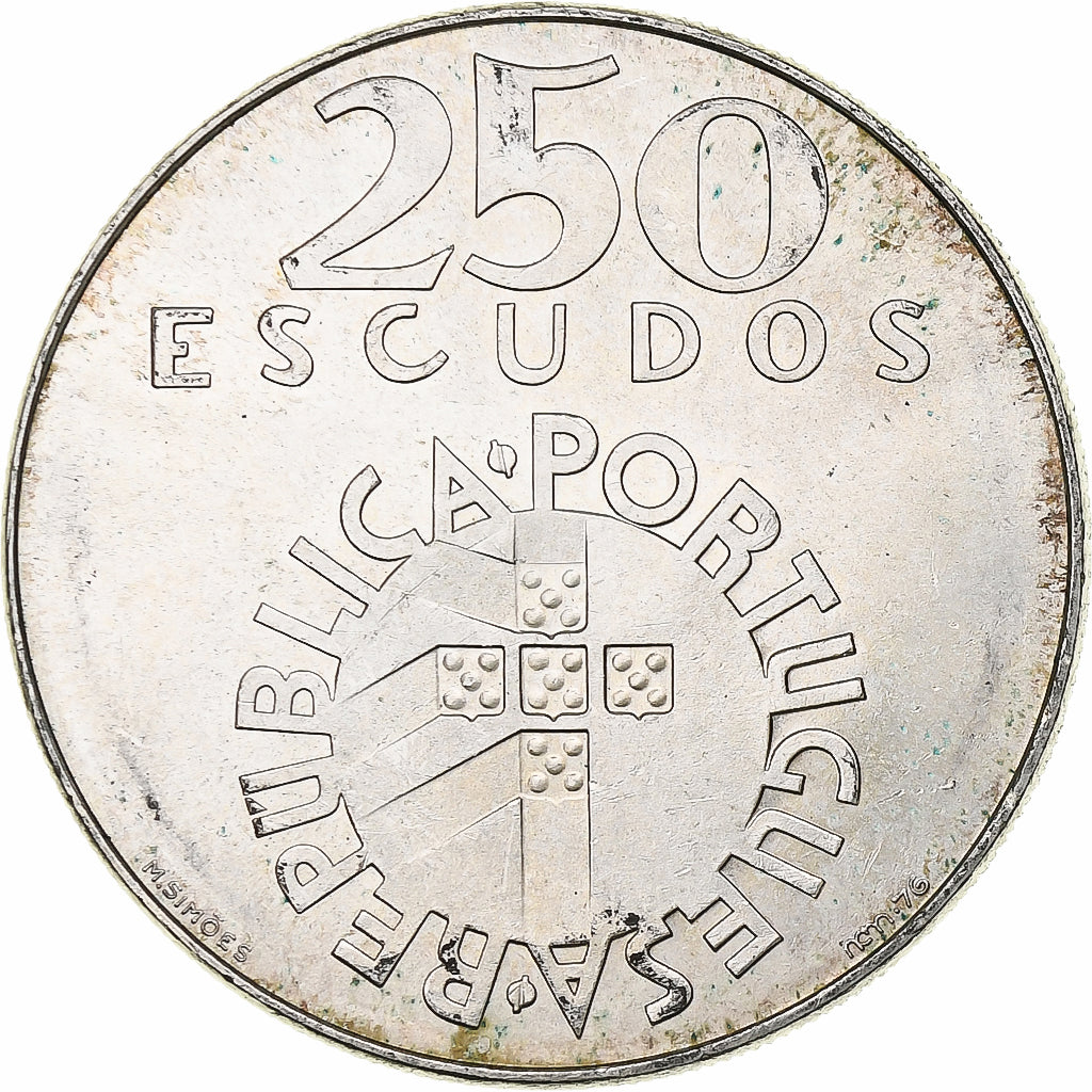 Portugal, 250 Escudos, 1976, Silver, AU(55-58), KM:604