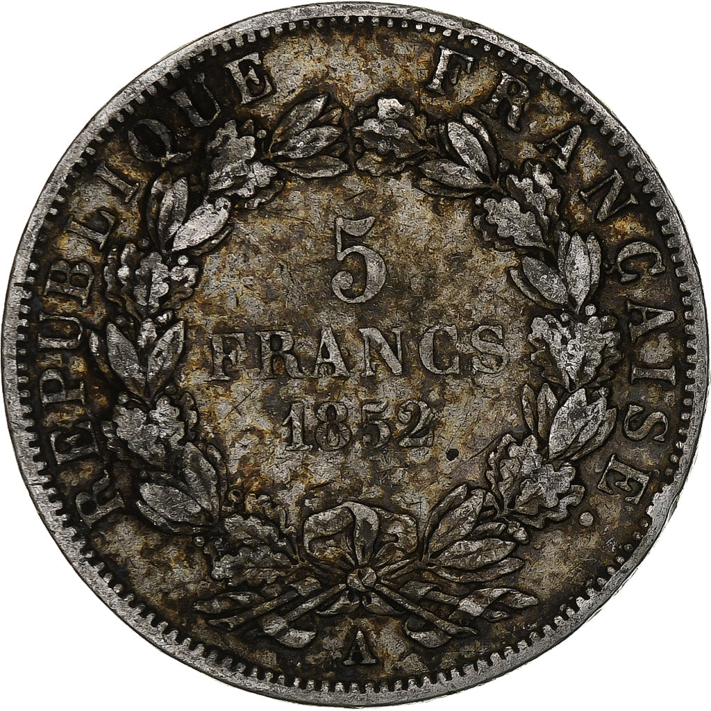 Francia, Louis-Napoléon Bonaparte, 5 Francs, 1852, Paris, Argento, B+