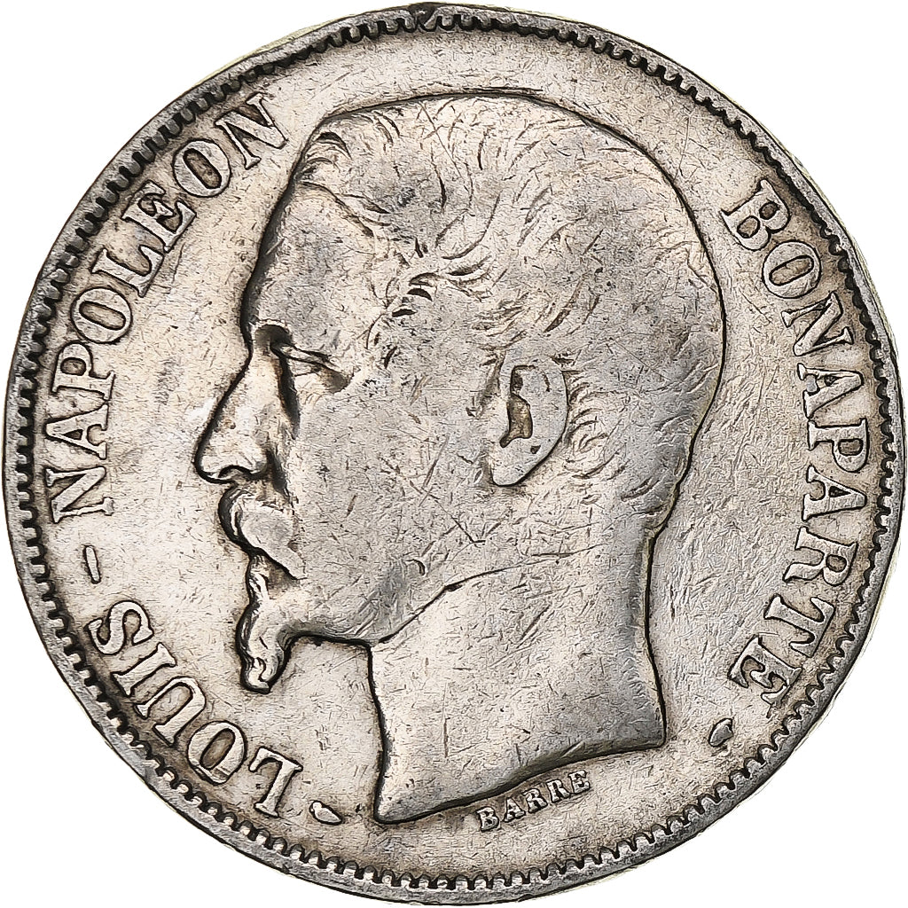 Francia, Louis-Napoléon Bonaparte, 5 Francs, 1852, Paris, Plata, BC