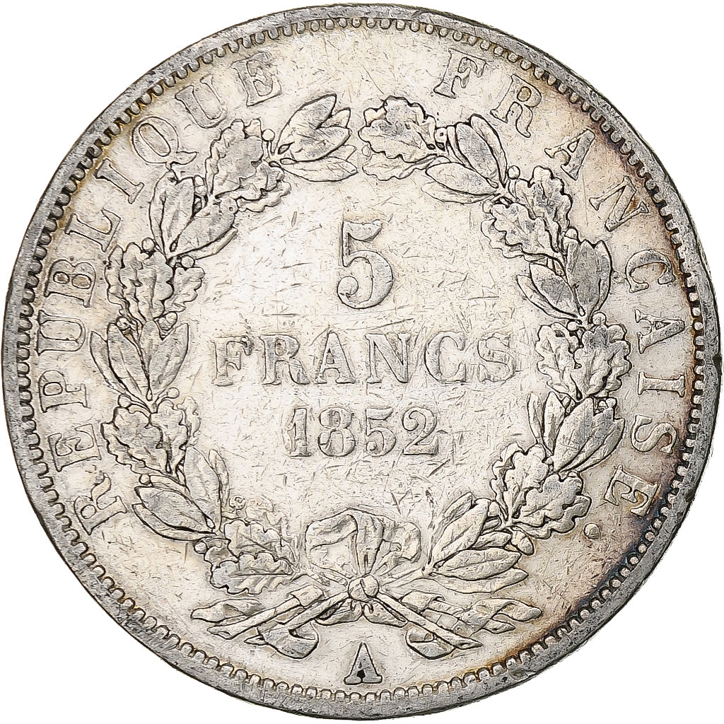 Francia, Louis-Napoléon Bonaparte, 5 Francs, 1852, Paris, Argento, B+