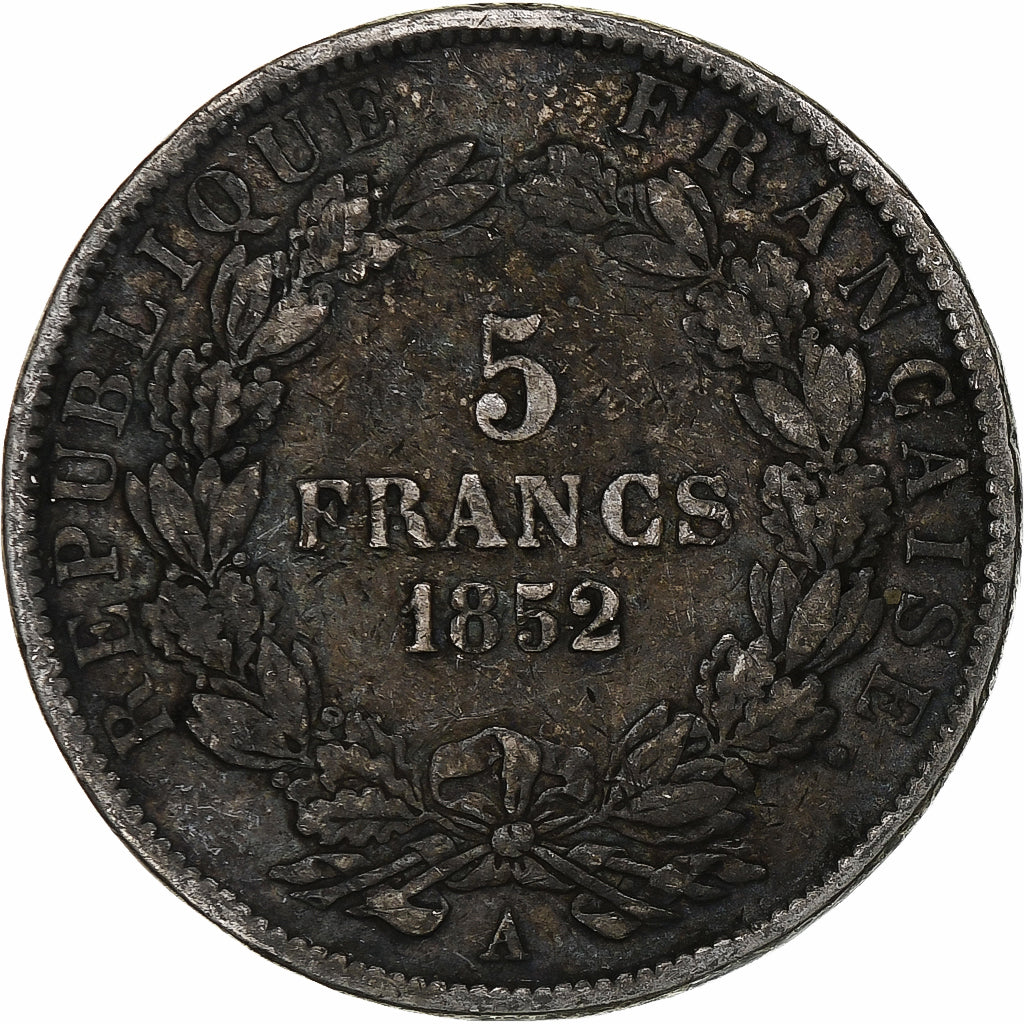 Frankrijk, Louis-Napoléon Bonaparte, 5 Francs, 1852, Paris, Zilver, ZG+