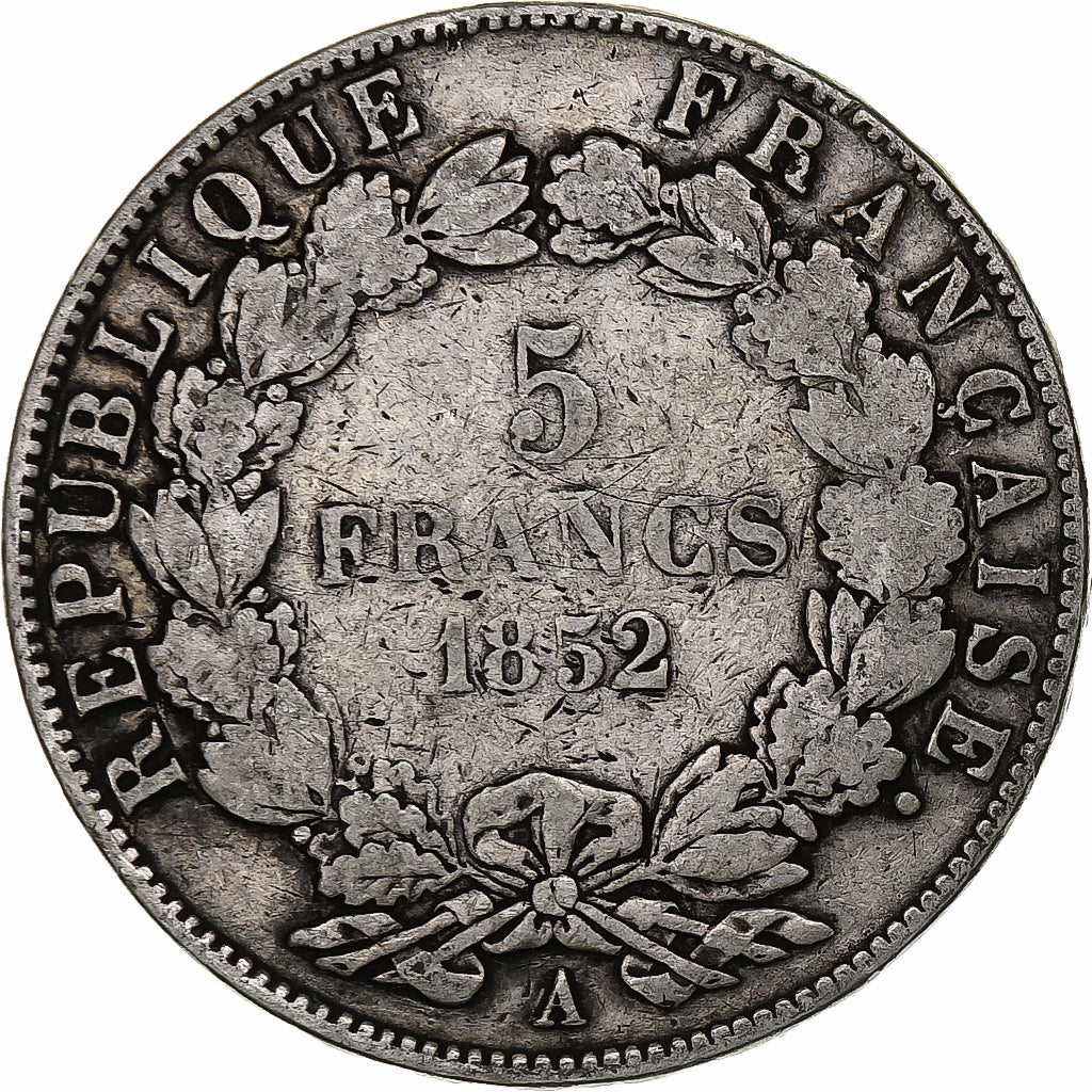 Frankrijk, Louis-Napoléon Bonaparte, 5 Francs, 1852, Paris, Zilver, ZG+