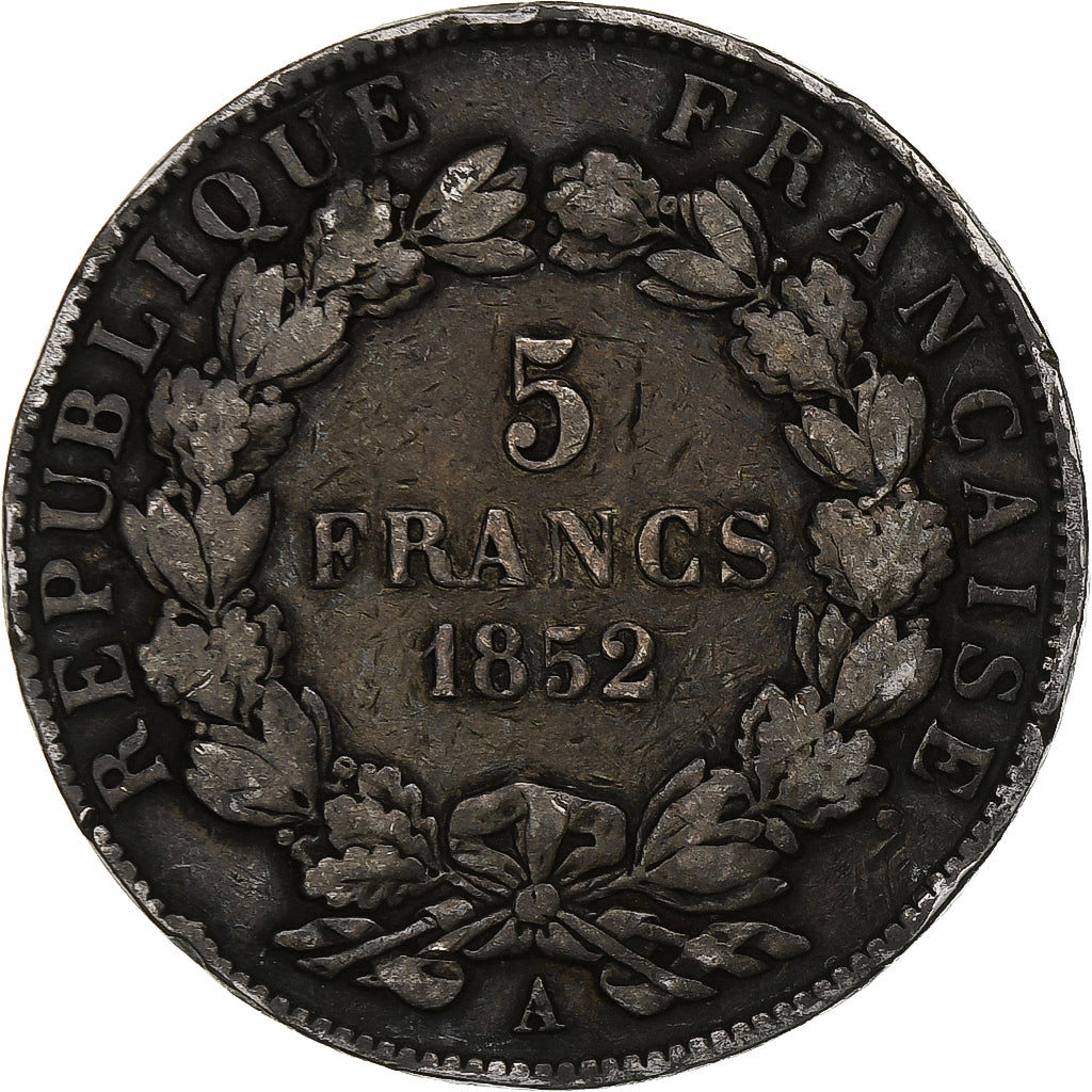 Frankreich, Louis-Napoléon Bonaparte, 5 Francs, 1852, Paris, Silber, SGE+