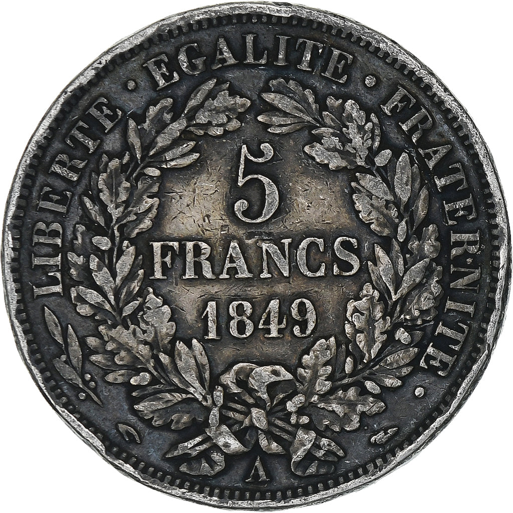 Frankrijk, 5 Francs, Cérès, 1849, Paris, Zilver, FR, Gadoury:719, KM:761.1