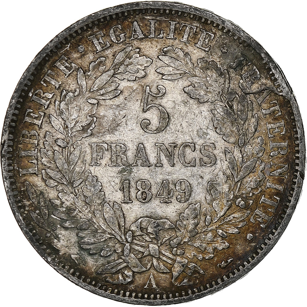 Francia, 5 Francs, Cérès, 1849, Paris, Plata, BC+, Gadoury:719, KM:761.1