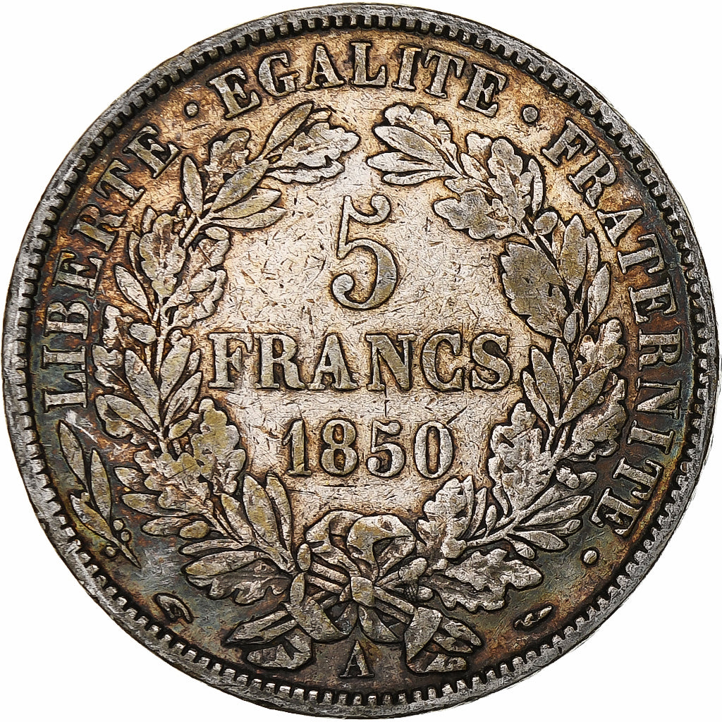 France, 5 Francs, Cérès, 1850, Paris, Silver, VF(30-35), Gadoury:719, KM:761.1