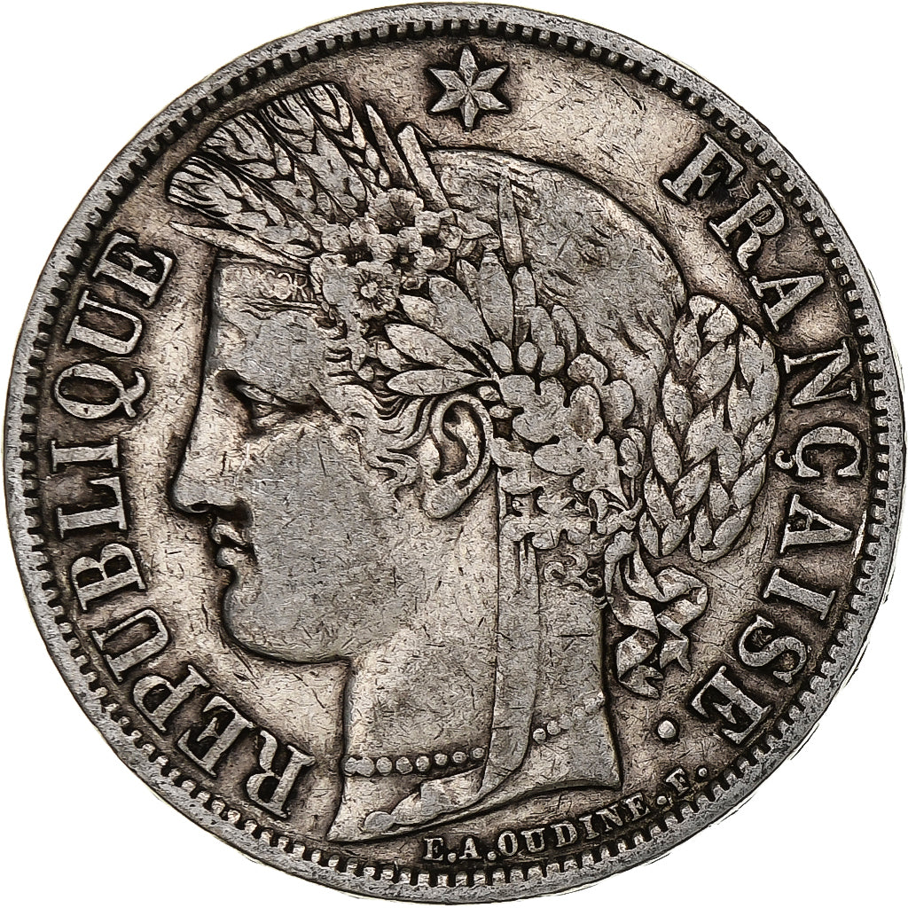 Francia, 5 Francs, Cérès, 1850, Paris, Plata, BC+, Gadoury:719, KM:761.1