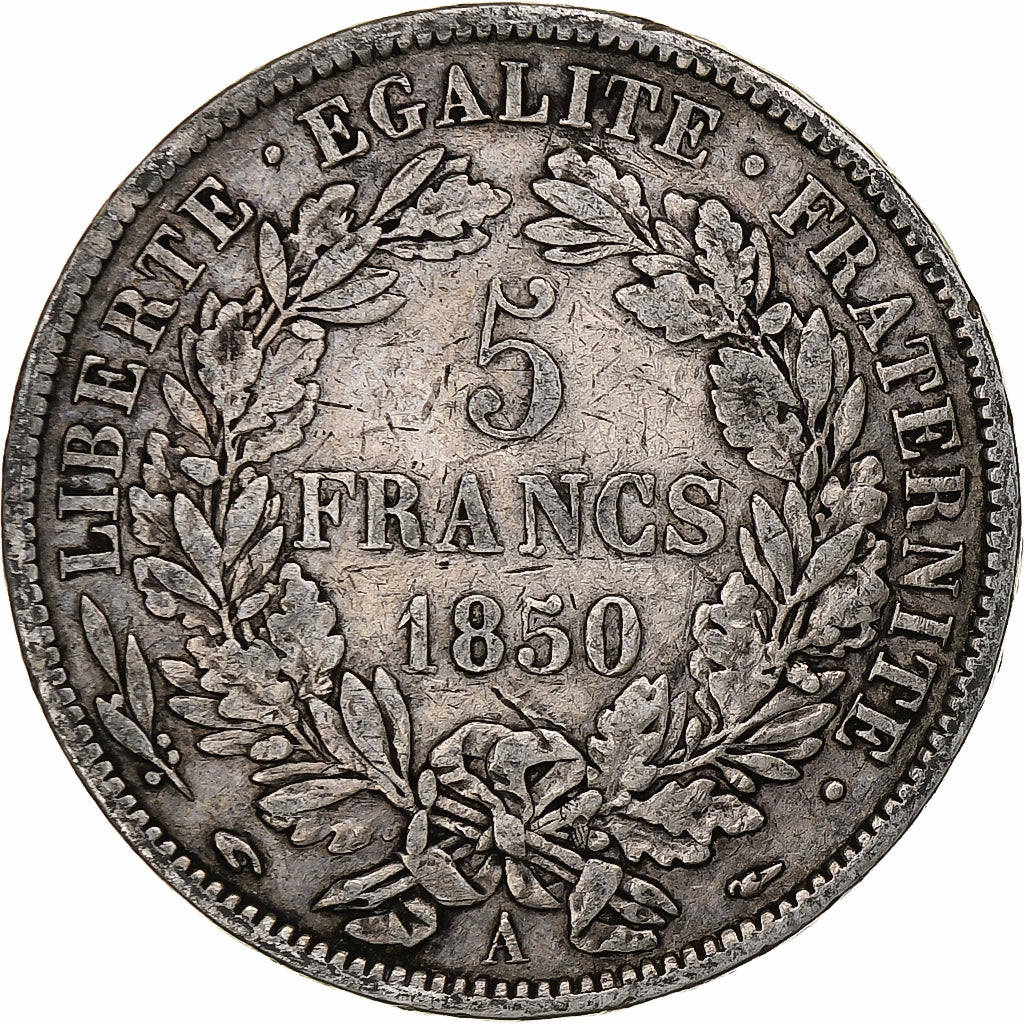 France, 5 Francs, Cérès, 1850, Paris, Silver, VF(30-35), Gadoury:719, KM:761.1