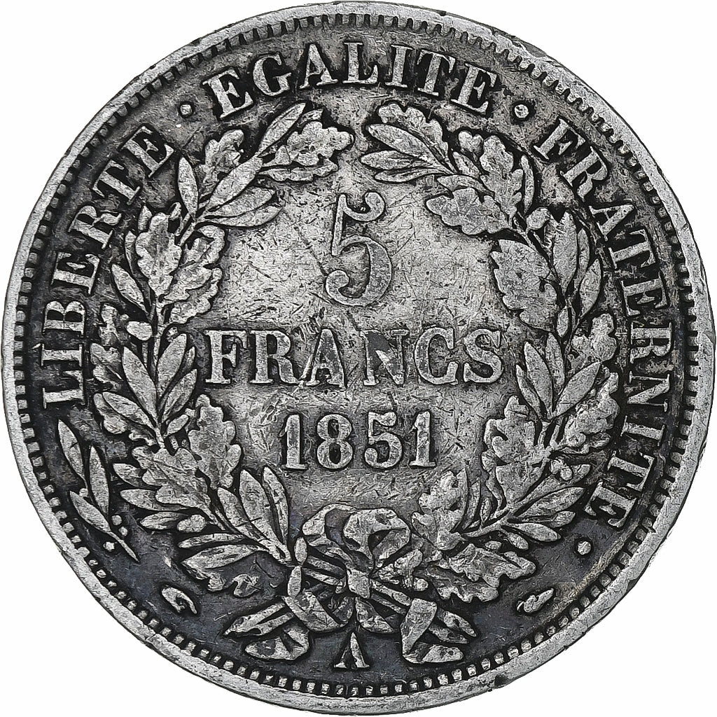 France, 5 Francs, Cérès, 1851, Paris, Silver, VF(20-25), Gadoury:719, KM:761.1