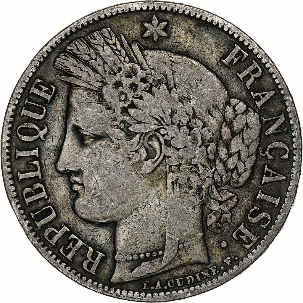 Francia, 5 Francs, Cérès, 1851, Paris, Plata, BC+, Gadoury:719, KM:761.1