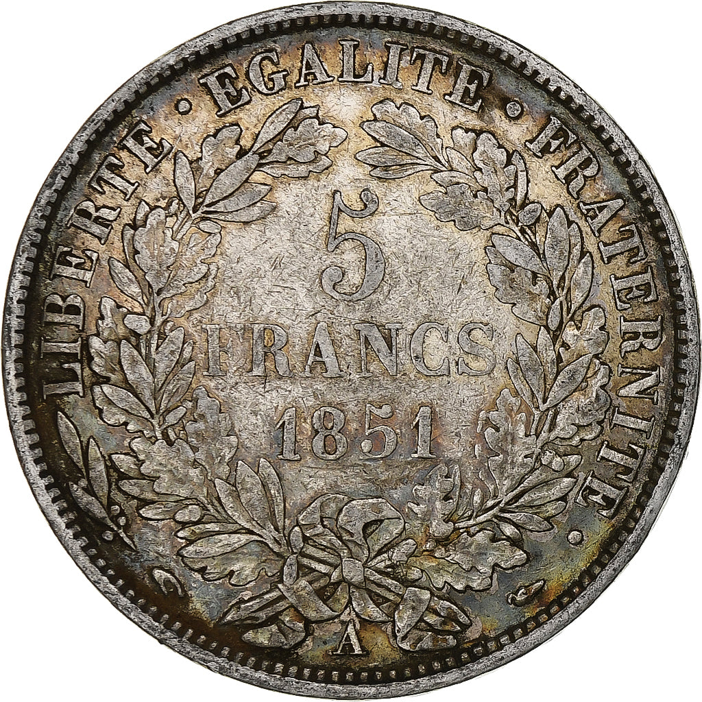 Frankrijk, 5 Francs, Cérès, 1851, Paris, Zilver, FR+, Gadoury:719, KM:761.1