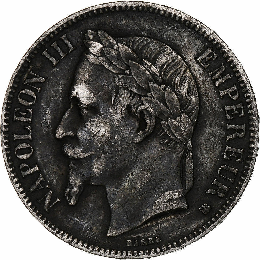 Francia, 5 Francs, Napoléon III, 1867, Strasbourg, Plata, BC+, KM:799.2