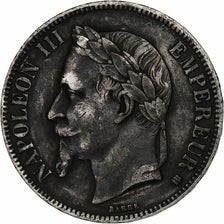 Francia, 5 Francs, Napoléon III, 1867, Strasbourg, Plata, BC+, KM:799.2