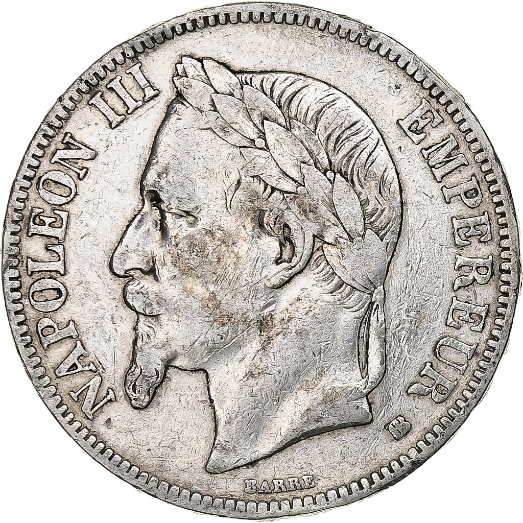 France, 5 Francs, Napoléon III, 1867, Strasbourg, Silver, VF(20-25), KM:799.2