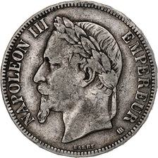 França, Napoleon III, 5 Francs, 1868, Strasbourg, Prata, VF(20-25), Gadoury:739