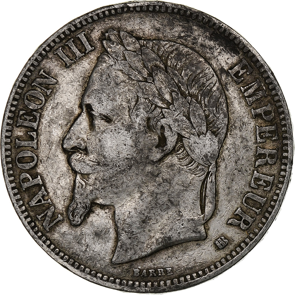 Francja, Napoleon III, 5 Francs, 1868, Strasbourg, Srebro, VF(20-25)