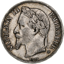 Francja, Napoleon III, 5 Francs, 1868, Strasbourg, Srebro, VF(20-25)