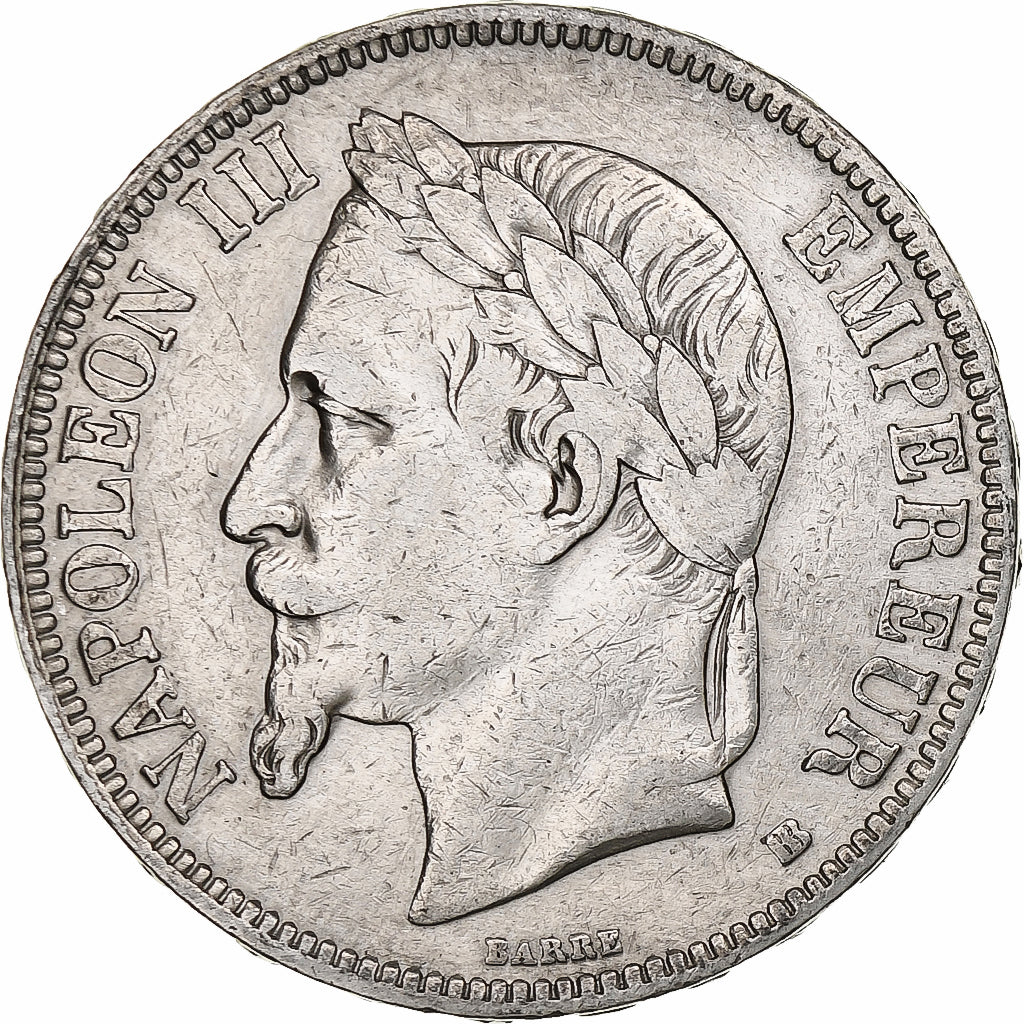 France, Napoleon III, 5 Francs, 1868, Strasbourg, Silver, VF(20-25), Gadoury:739