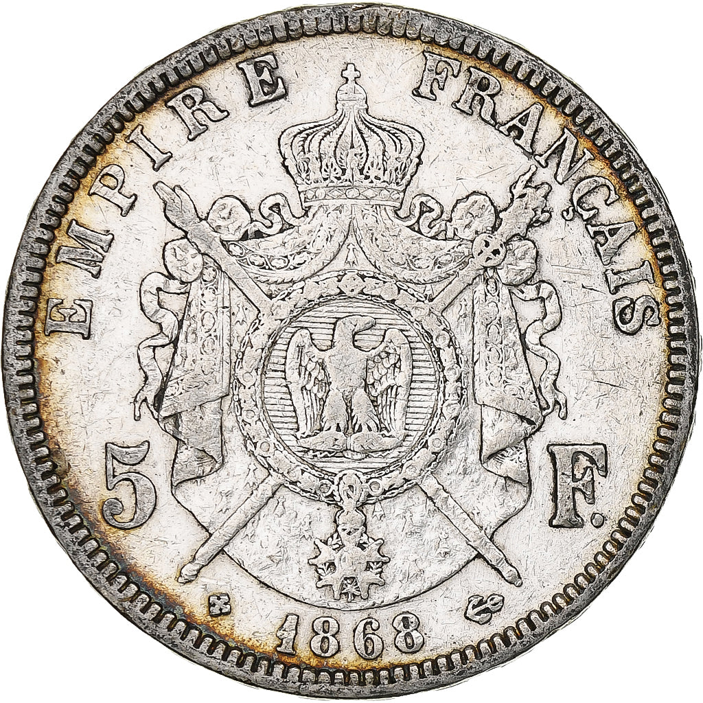 France, Napoleon III, 5 Francs, 1868, Strasbourg, Silver, VF(30-35), Gadoury:739