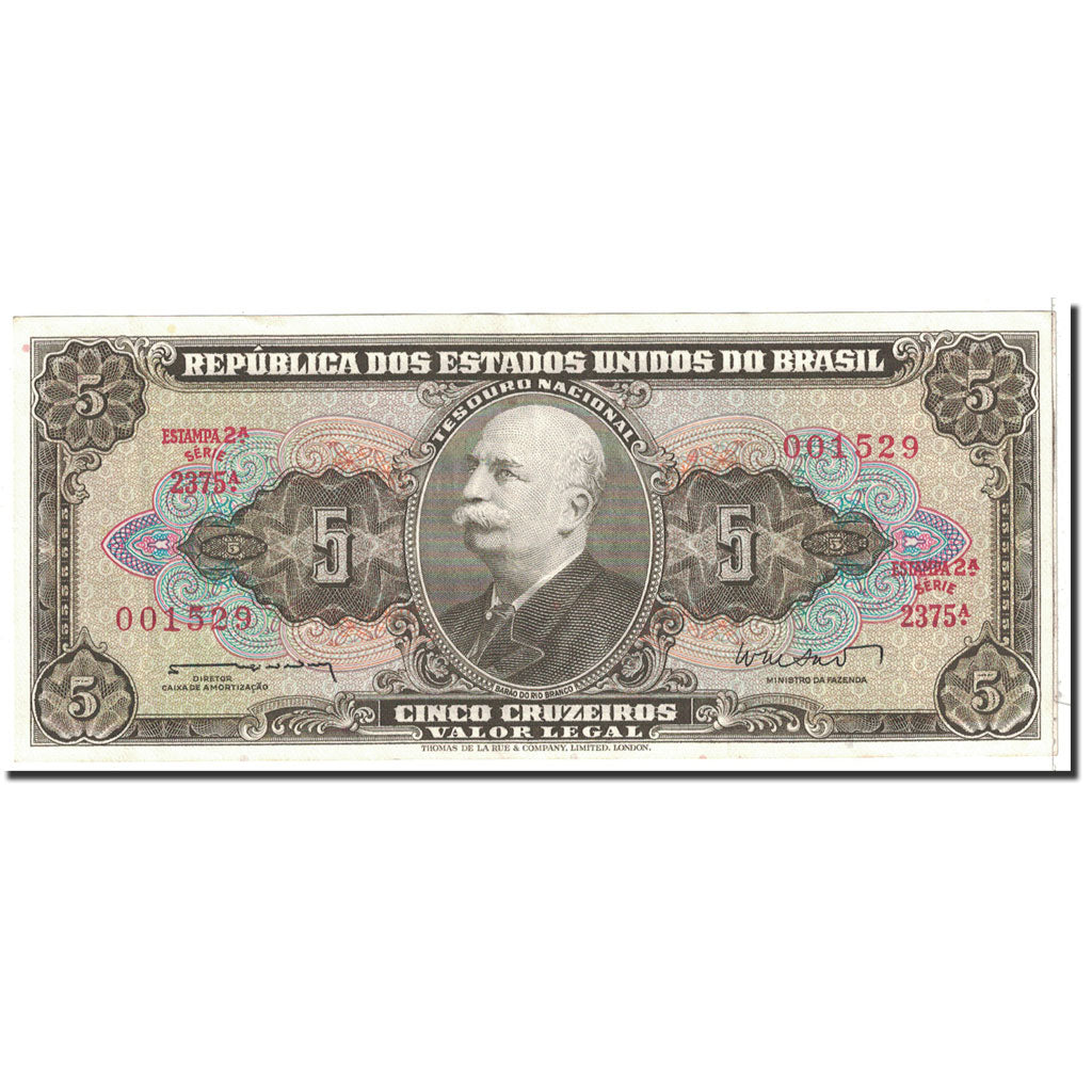 Billet, Brésil, 5 Cruzeiros, 1962, Undated, KM:176a, SUP
