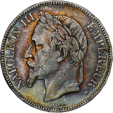 Francia, Napoleon III, 5 Francs, 1868, Strasbourg, Plata, BC+, Gadoury:739