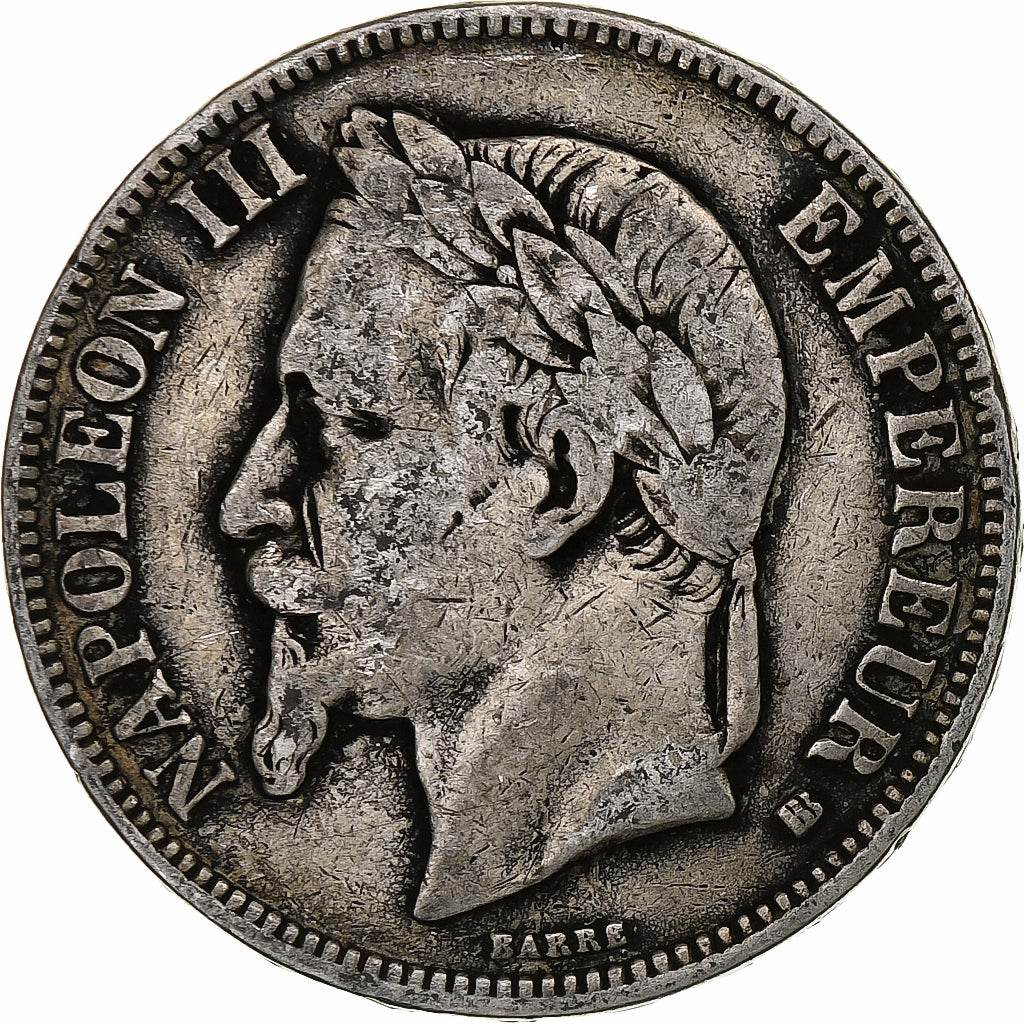 France, Napoleon III, 5 Francs, 1869, Strasbourg, Silver, VF(20-25)