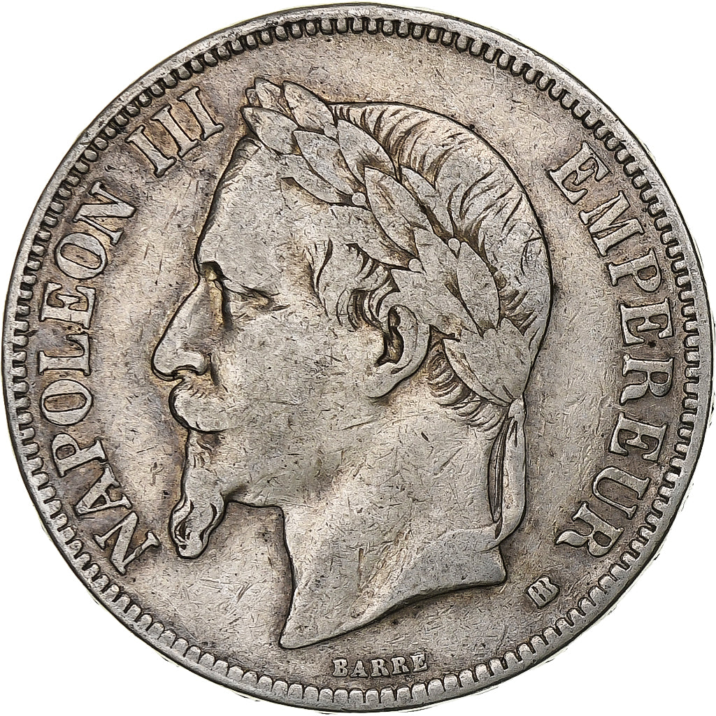 France, Napoléon III, 5 Francs, 1869, Strasbourg, Argent, TB, Gadoury:739
