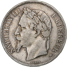 France, Napoléon III, 5 Francs, 1869, Strasbourg, Argent, TB, Gadoury:739