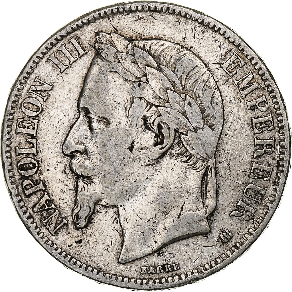 France, Napoleon III, 5 Francs, 1869, Strasbourg, Silver, VF(20-25)