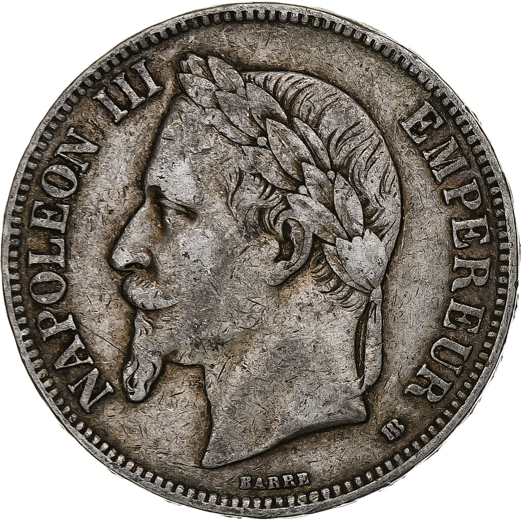 France, Napoleon III, 5 Francs, 1869, Strasbourg, Silver, VF(30-35)