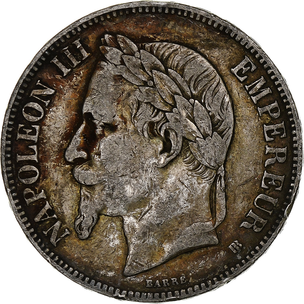 Francia, Napoleon III, 5 Francs, 1869, Strasbourg, Argento, MB, Gadoury:739