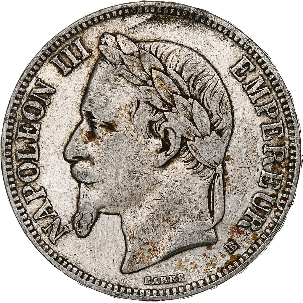 France, Napoleon III, 5 Francs, 1870, Strasbourg, Silver, VF(20-25)