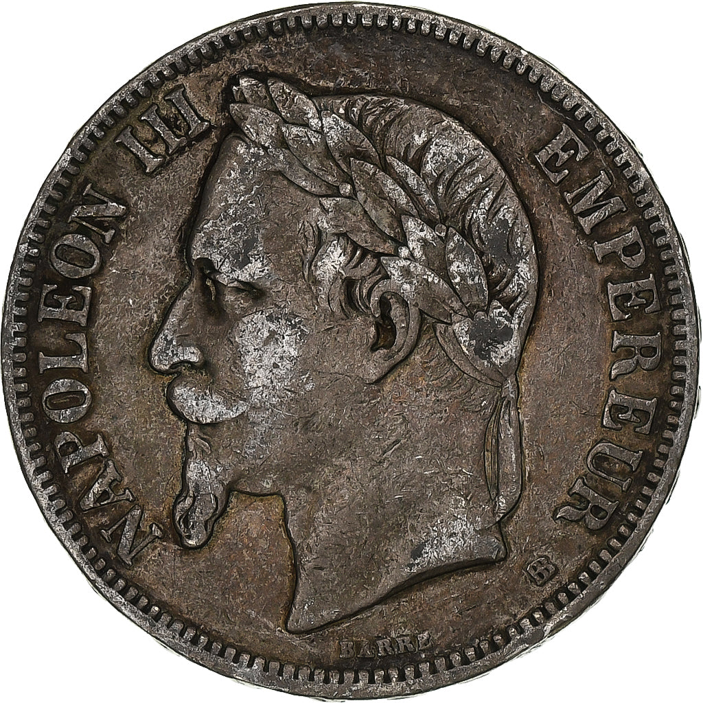 France, Napoleon III, 5 Francs, 1870, Strasbourg, Silver, VF(30-35)