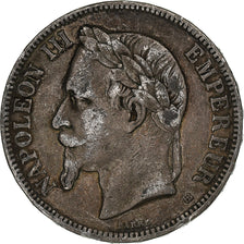 France, Napoleon III, 5 Francs, 1870, Strasbourg, Silver, VF(30-35)