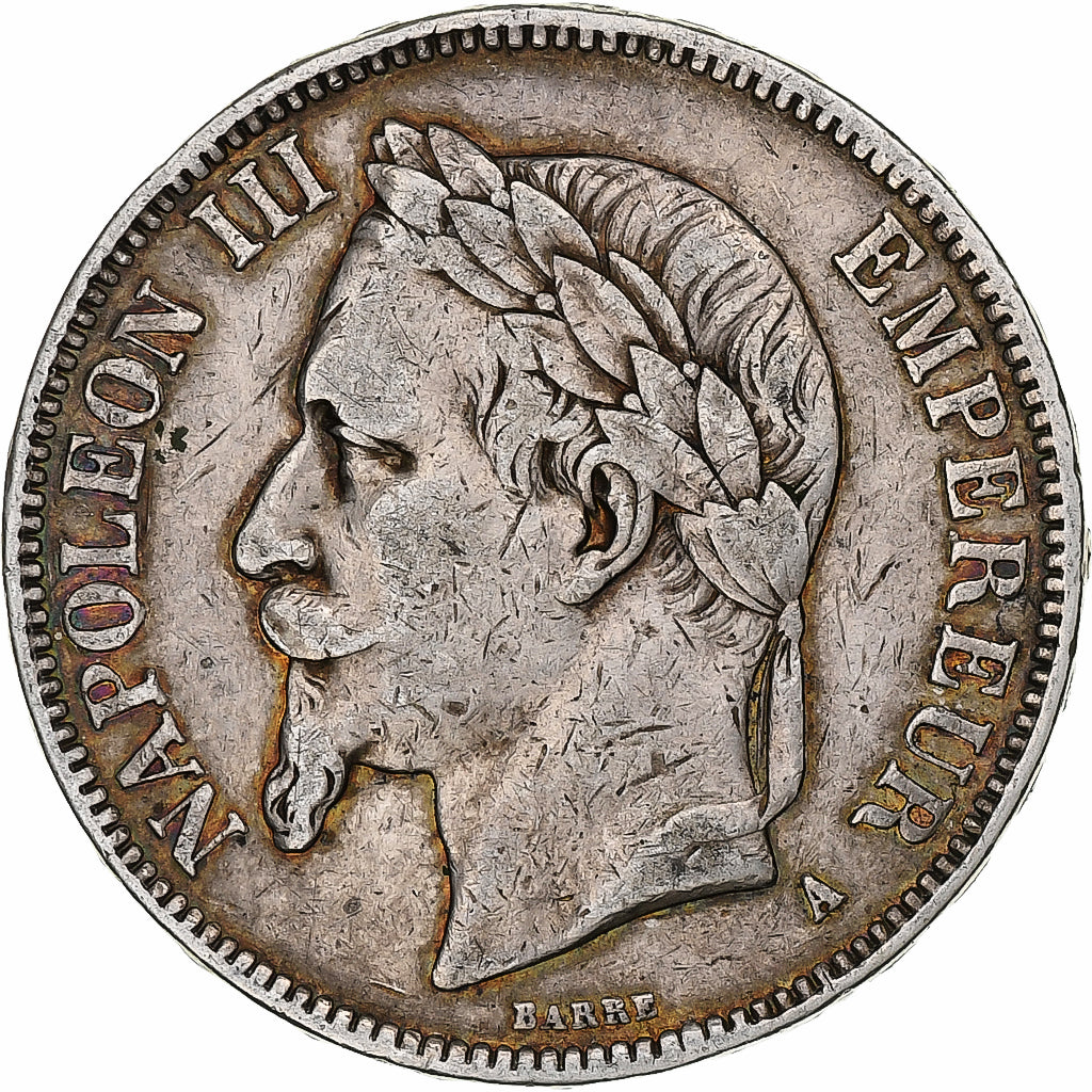 France, Napoleon III, 5 Francs, 1867, Paris, Silver, VF(20-25), KM:799.1