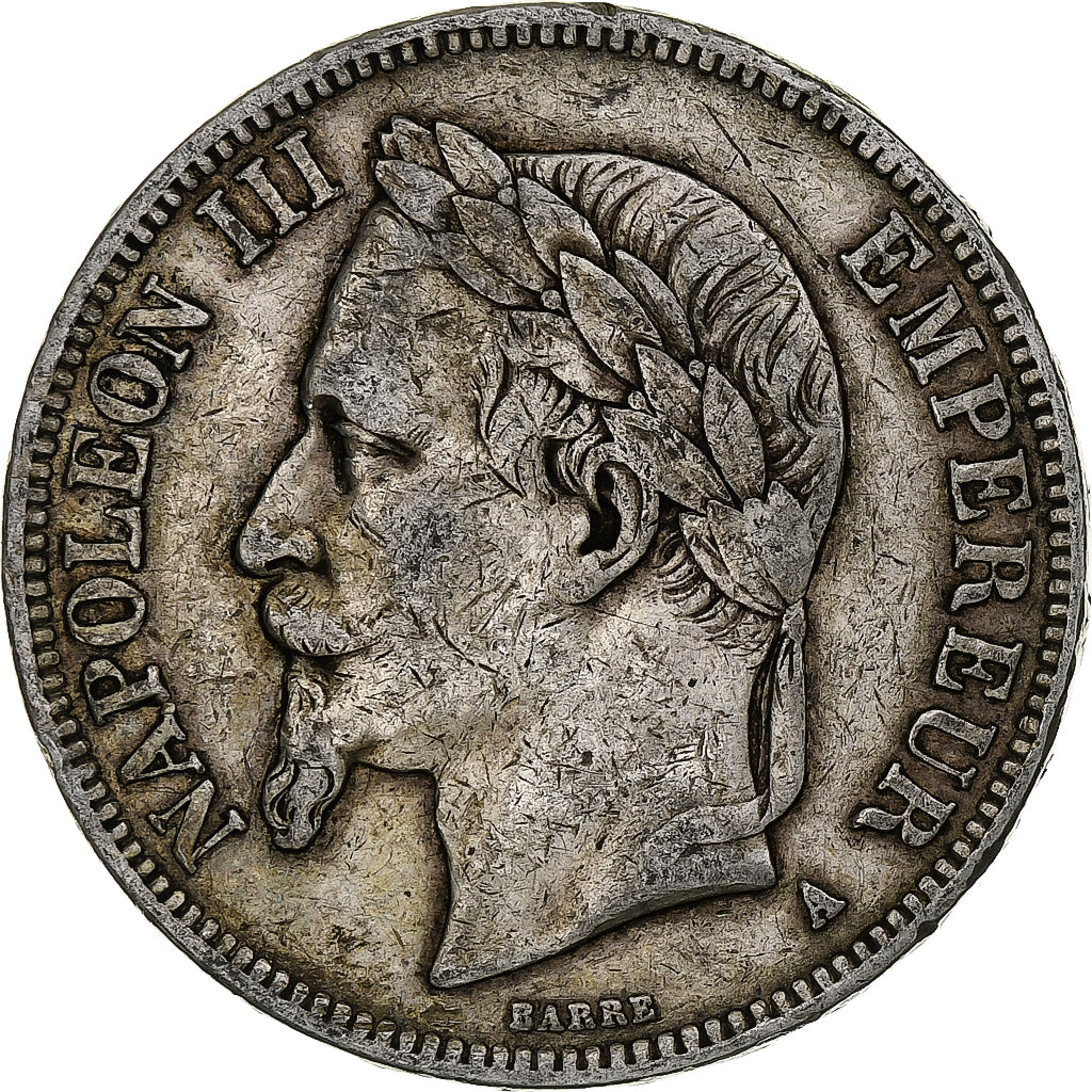 France, Napoleon III, 5 Francs, 1867, Paris, Silver, VF(20-25), KM:799.1