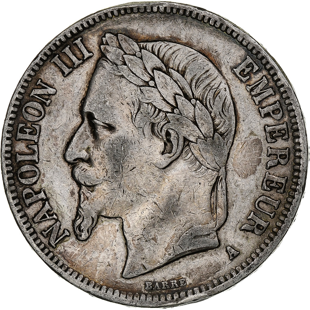 France, Napoleon III, 5 Francs, 1867, Paris, Silver, VF(20-25), KM:799.1