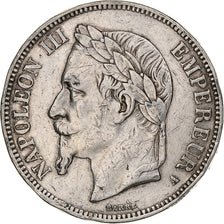 Francia, Napoleon III, 5 Francs, 1867, Paris, Argento, MB+, KM:799.1