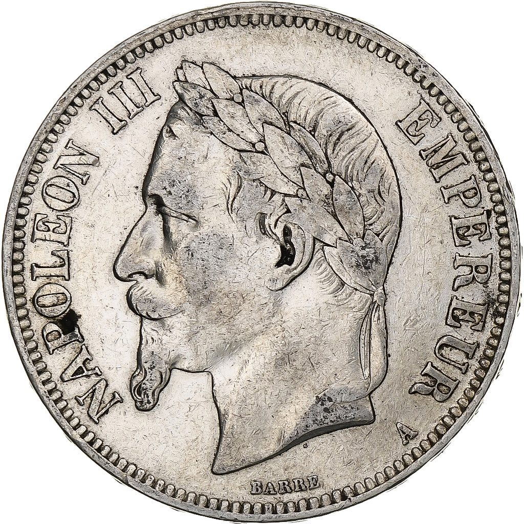 France, Napoleon III, 5 Francs, 1867, Paris, Silver, VF(30-35), KM:799.1