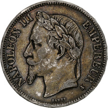 France, Napoleon III, 5 Francs, 1867, Paris, Silver, VF(30-35), KM:799.1