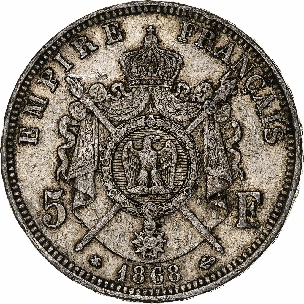 Frankrijk, Napoleon III, 5 Francs, 1868, Paris, Zilver, FR+, Gadoury:739