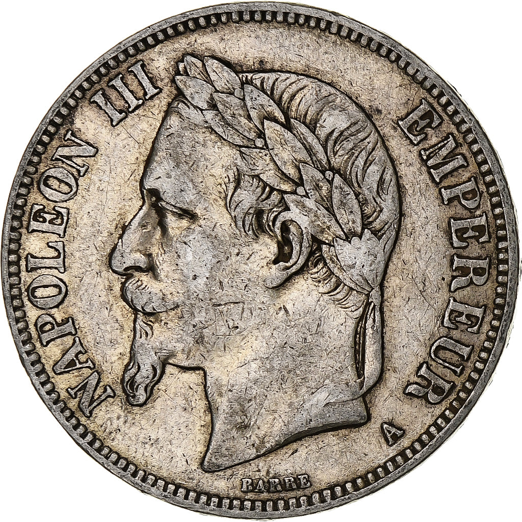 Francja, Napoleon III, 5 Francs, 1870, Paris, Srebro, VF(30-35), Gadoury:739